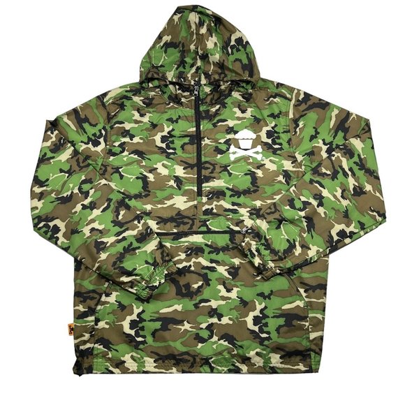 Johnny Cupcake Windbreaker Rain Poncho Men M Camouflage Crossbone Packable VTG